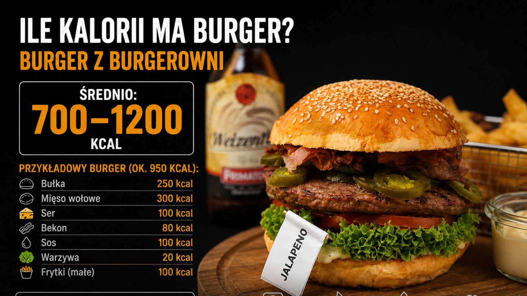 Ile kcal ma burger z burgerowni?